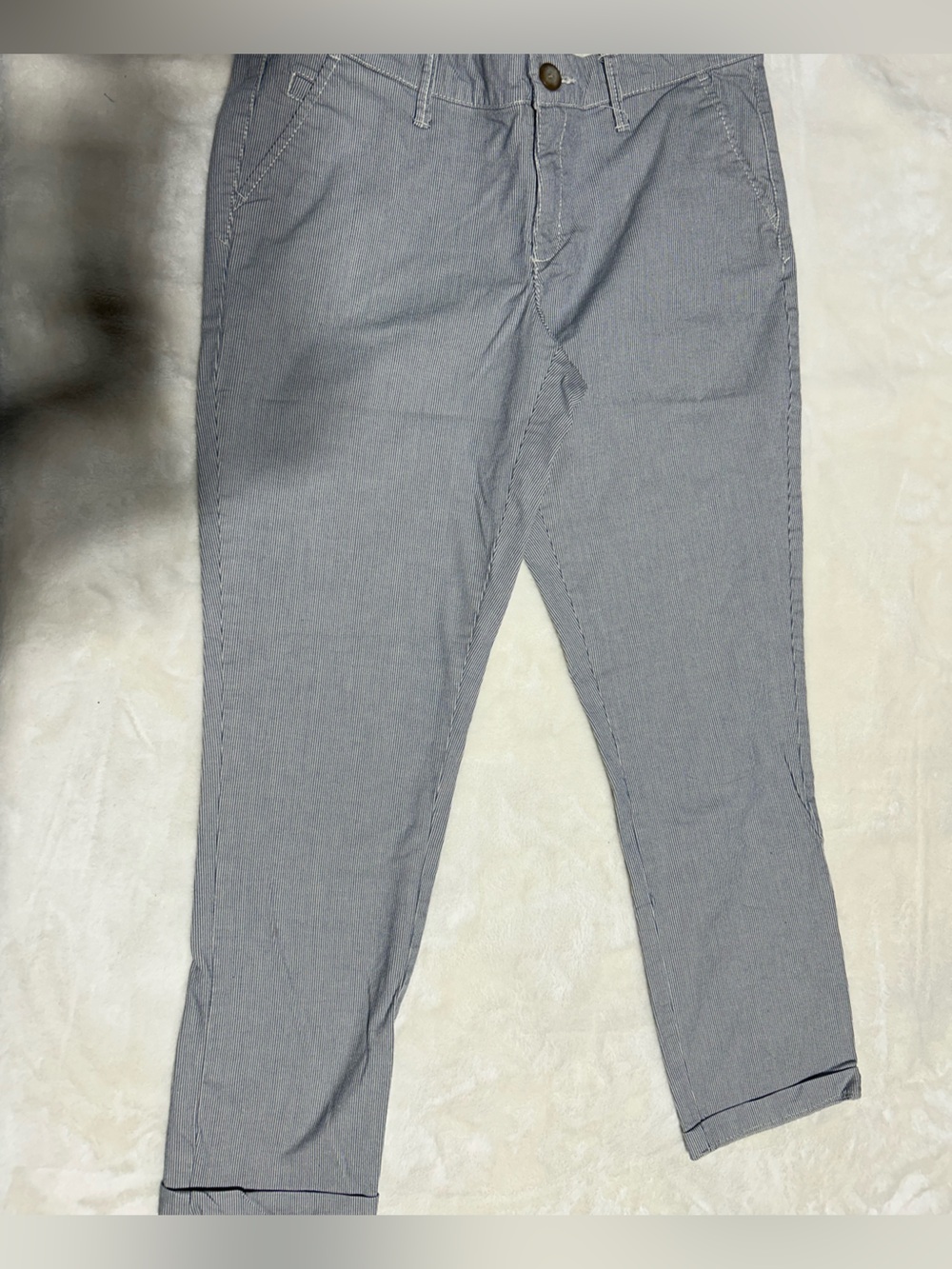White/Blue Striped Khakis by GAP (Skinny Boyfriend)
